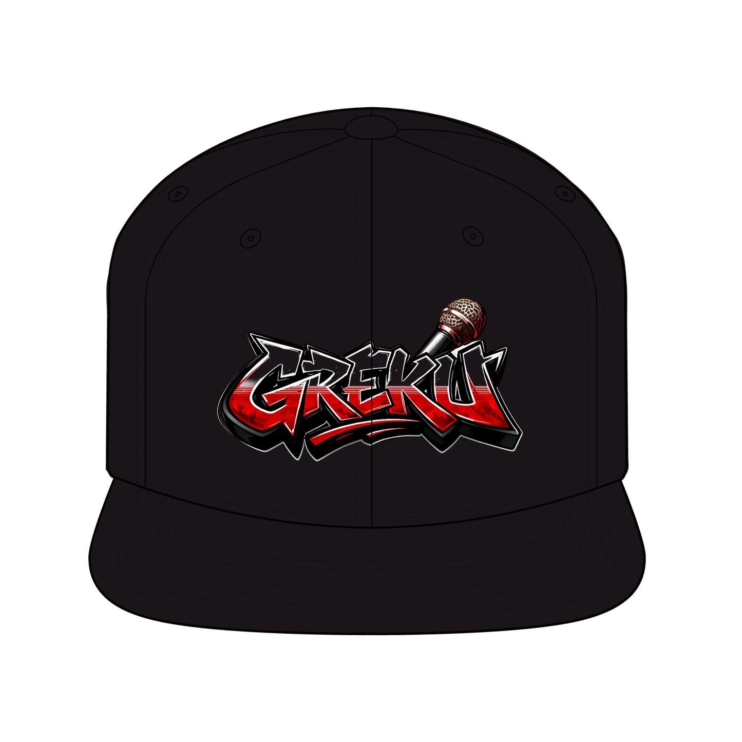 GrekU Graffiti Snapback Hat 2— Urban Hip-Hop Mic Logo Cap