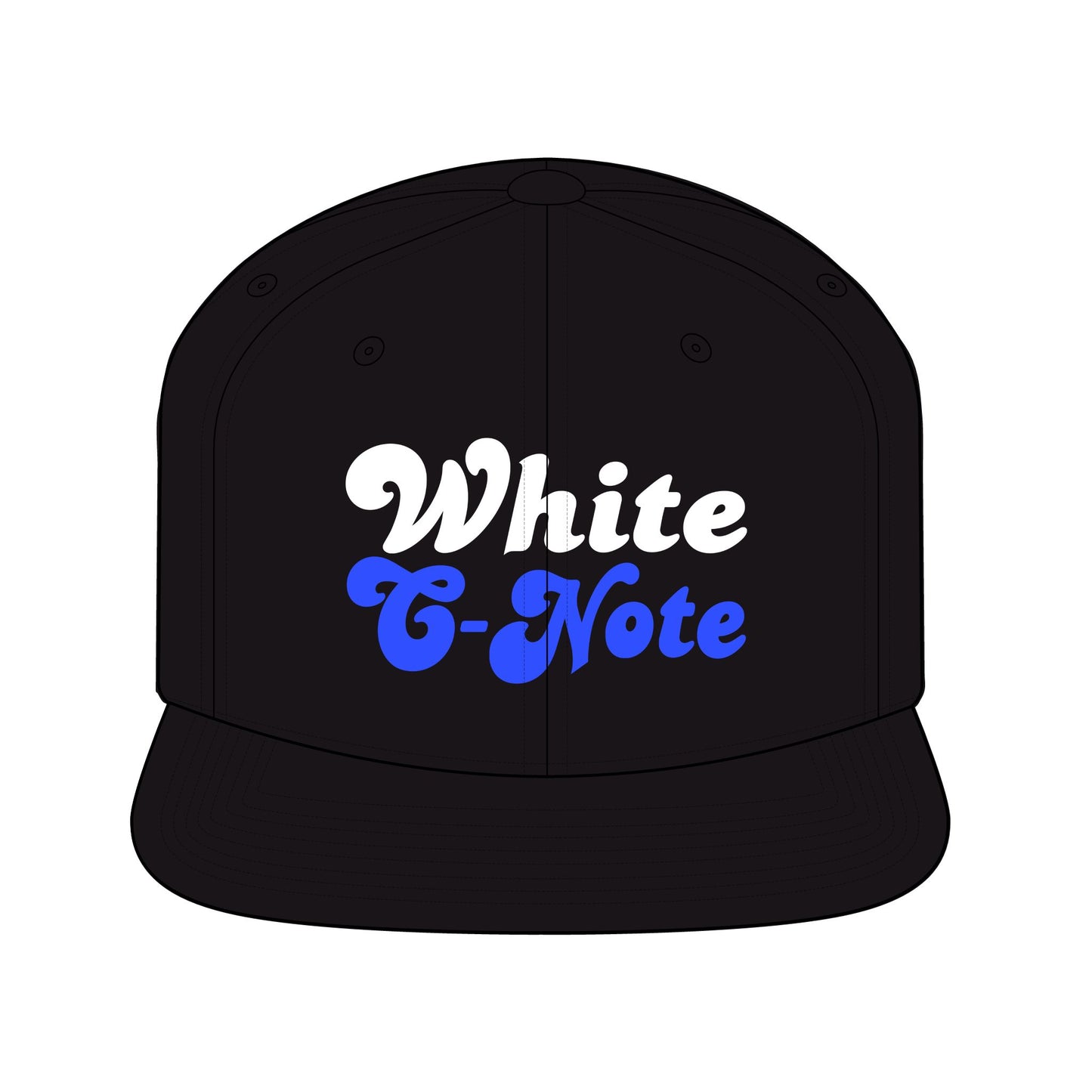 White C-Note Snapback Hat — Retro Script Black Cap