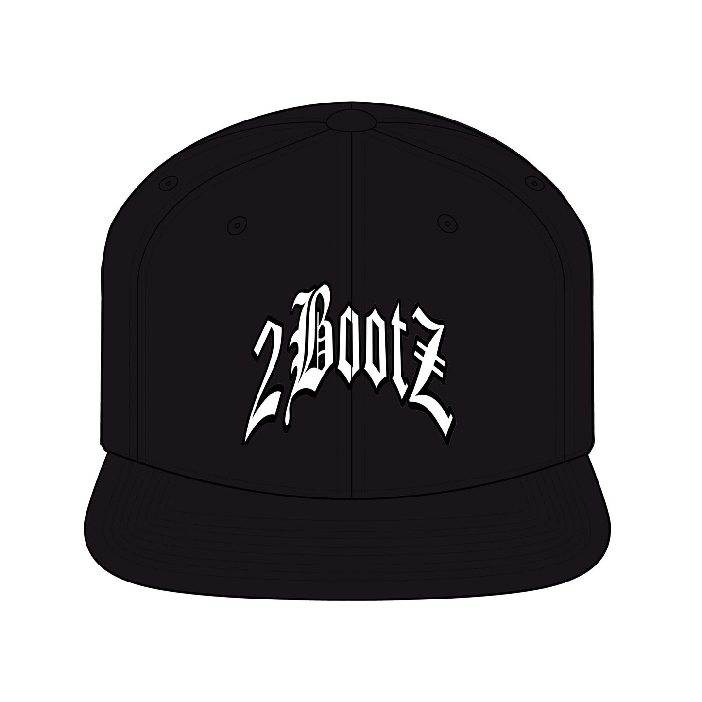 2Bootz Snapback Hat — Gothic Logo Flat-Brim Snapback Cap